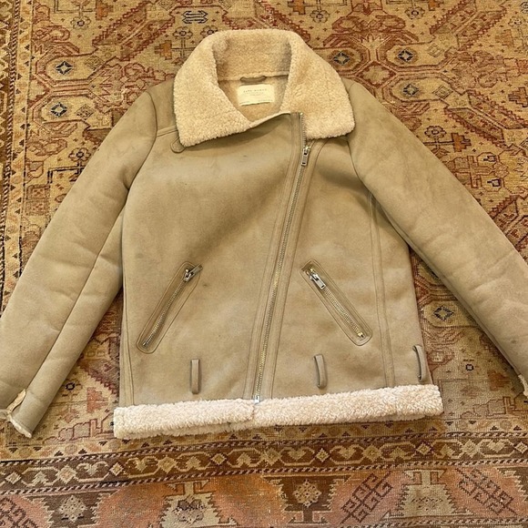 Zara textured biker jacket medium - Picture 6 of 8